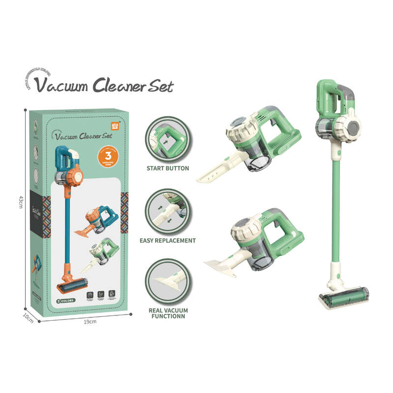Pretend & Play Vacuum Cleaner with Suction Power & Sound Effects - Green