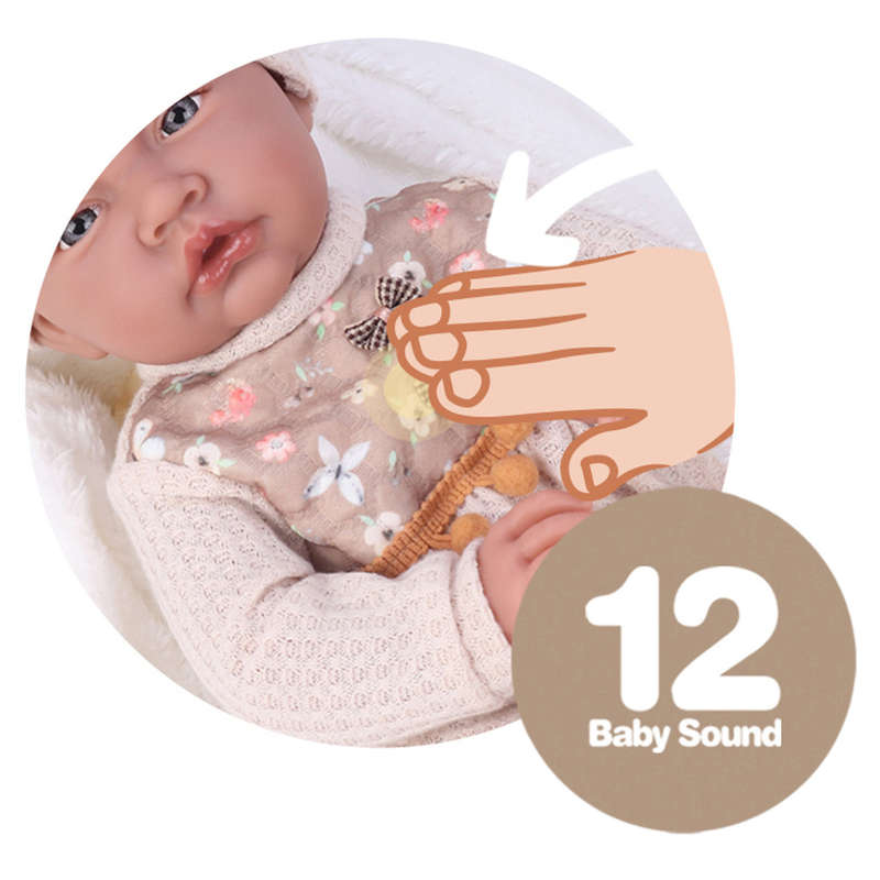 Baby Girl Doll with 12 Sounds - Soft Cotton Body - 40cm