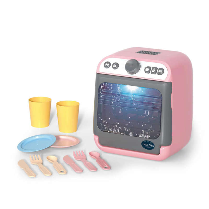 Pretend & Play Dishwasher Set with Sound, Lights & Water Spray Effect - Pink