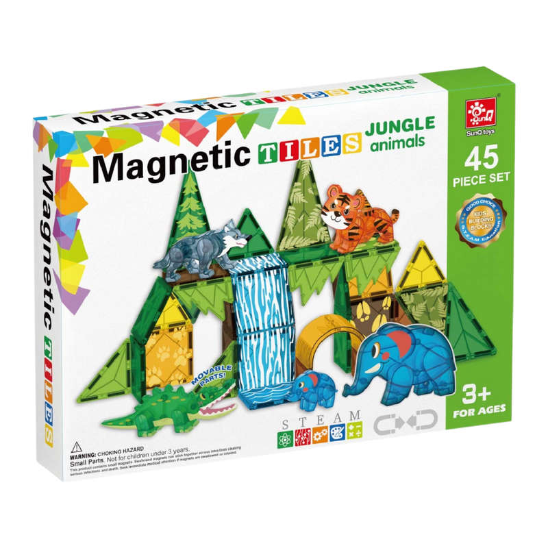 Magnetic Tiles - Jungle Animals Set - 45 Pieces
