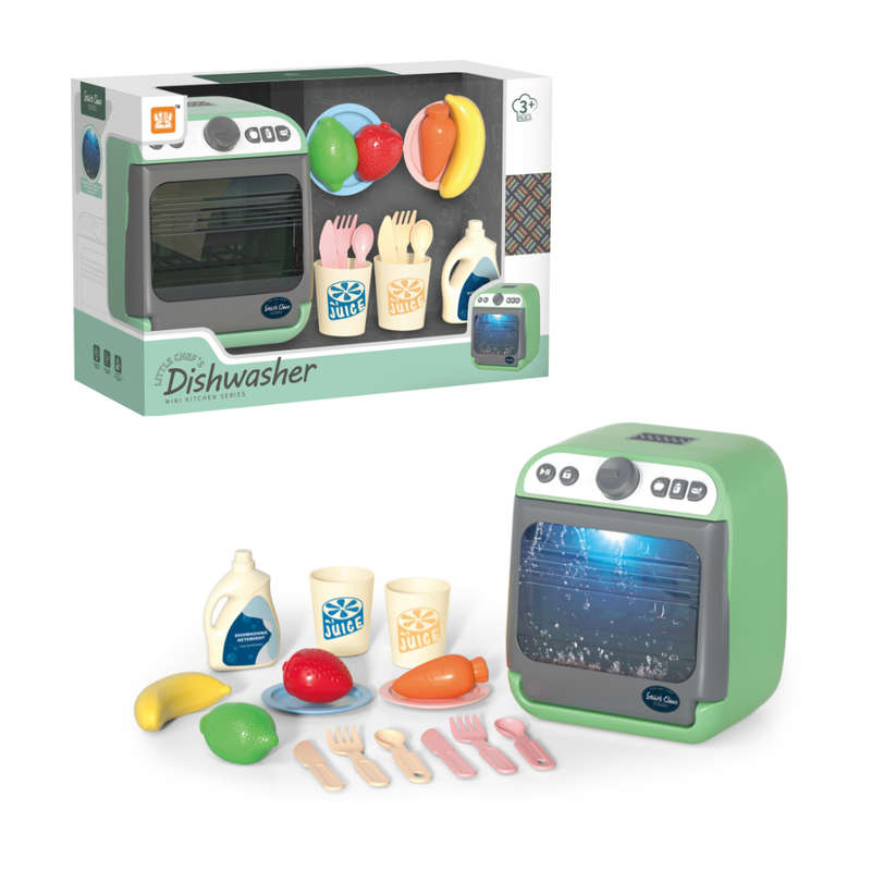 Pretend & Play Dishwasher Set with Sound, Lights & Accessories - Green