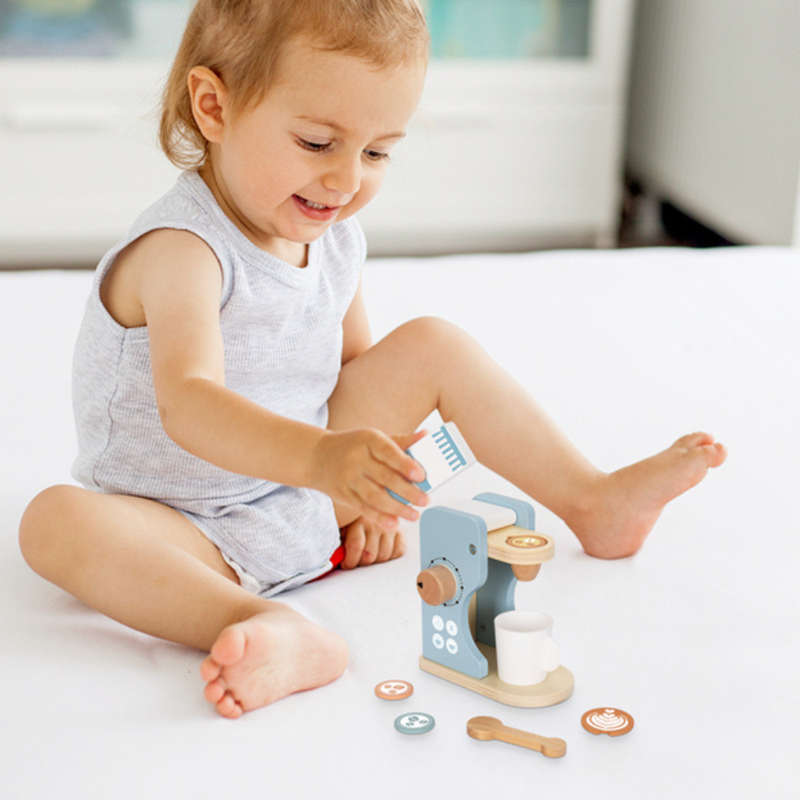 hi Pando - Pretend & Play - Wooden Coffee Maker Set - 8pcs