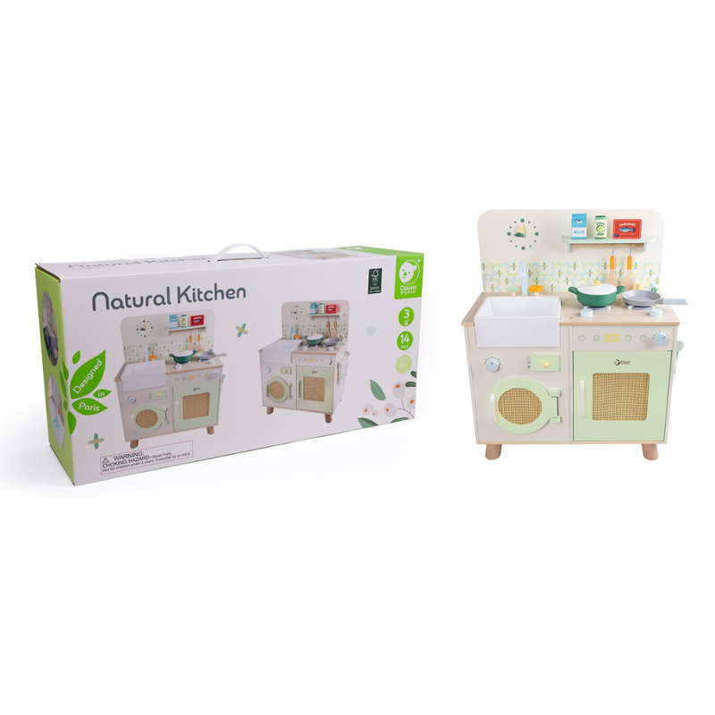 Classic World - Pretend & Play - Wooden Natural Kitchen - 16pcs