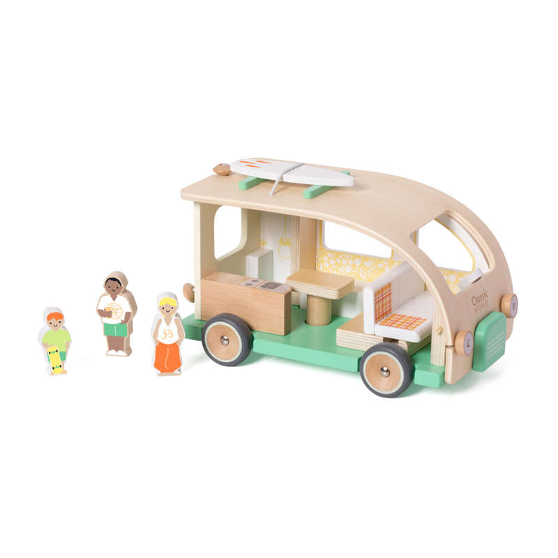 Classic World - Pretend & Play Camper Van Doll House - Wooden Play Set - 9pcs