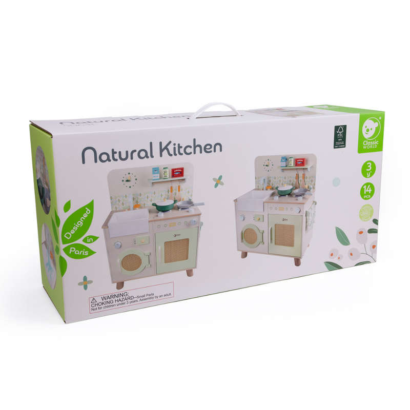 Classic World - Pretend & Play - Wooden Natural Kitchen - 16pcs