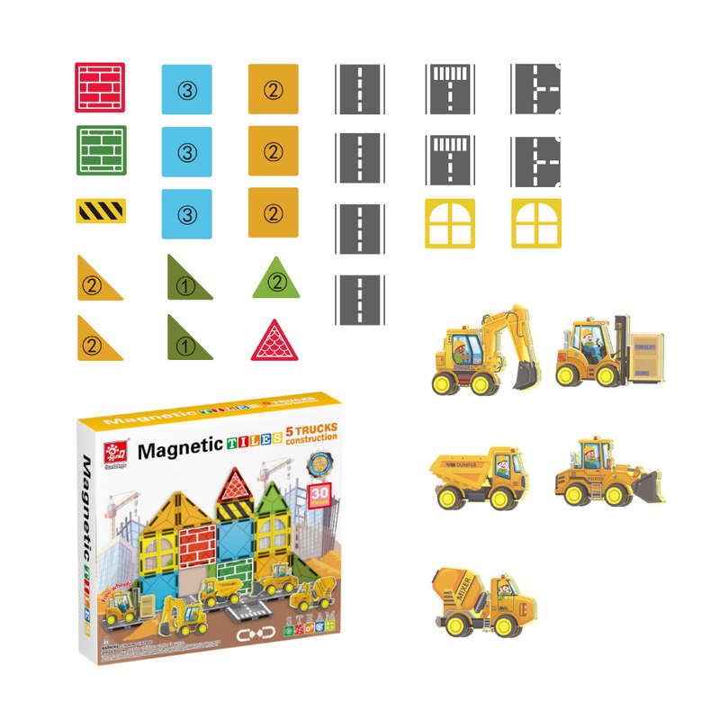 Magnetic Tiles - Truck Construction Set - 30 Pieces
