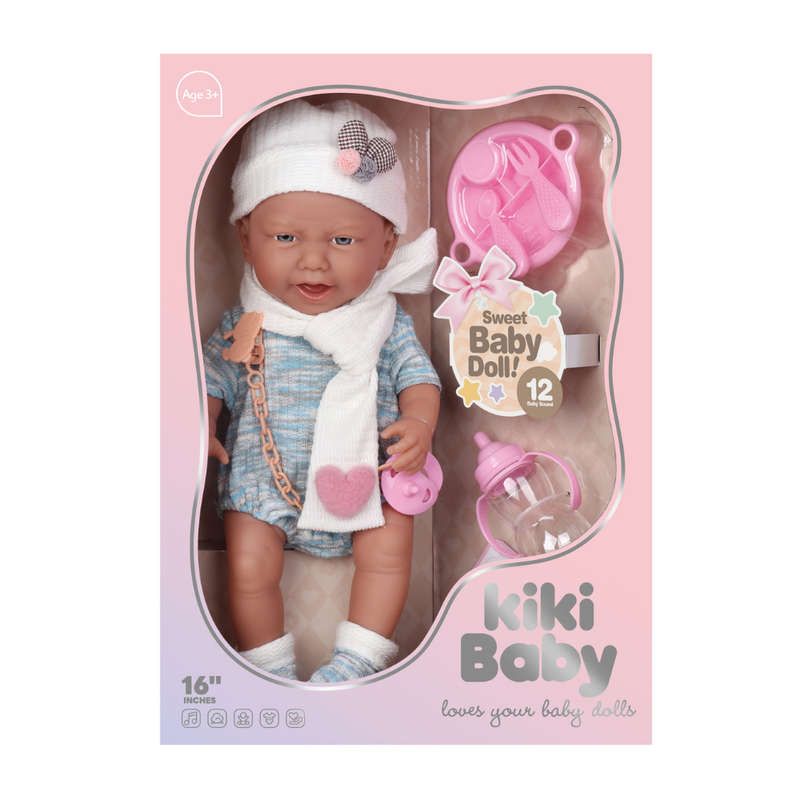 Baby Doll with 12 Sounds, Vinyl Body, Clothing & Accessories - 40cm