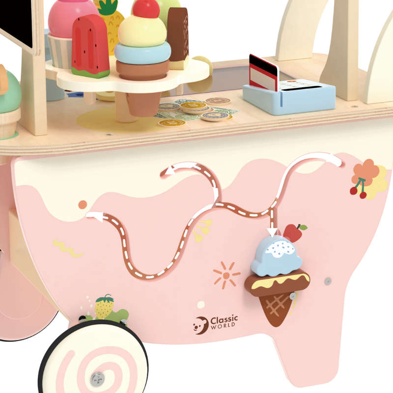 Classic World - Pretend & Play - Wooden Ice Cream Cart - 40pcs