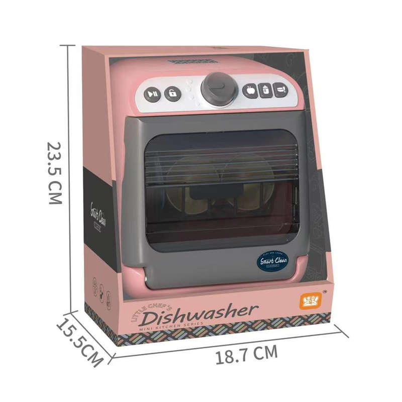 Pretend & Play Dishwasher Set with Sound, Lights & Water Spray Effect - Pink
