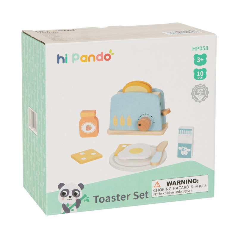 hi Pando - Pretend & Play - Wooden Toaster Breakfast Set - 10pcs