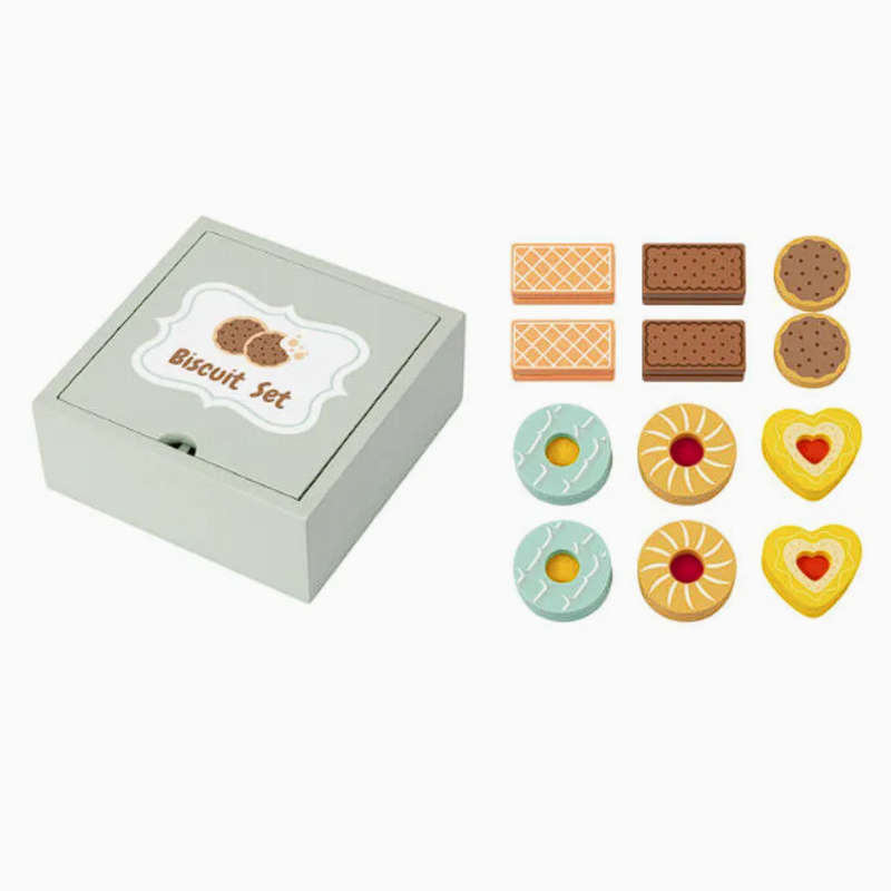 hi Pando - Pretend & Play - Wooden Biscuit Set - 13pcs