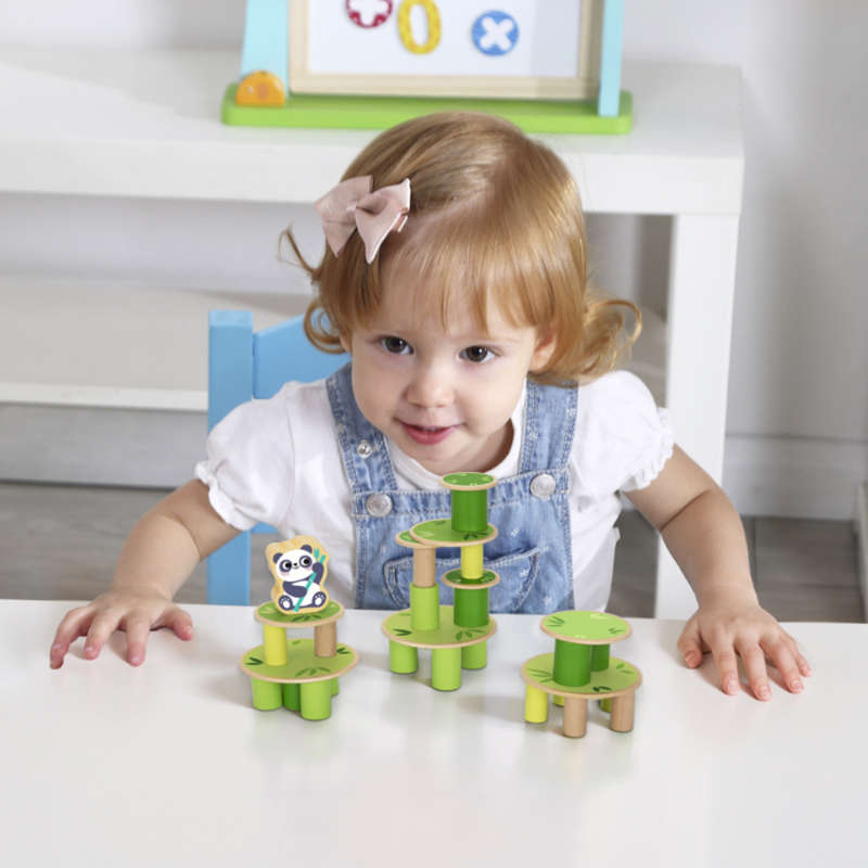 hi Pando - Timber Tumble - 2-in-1 Wooden Bamboo Balancing Game - 33pcs