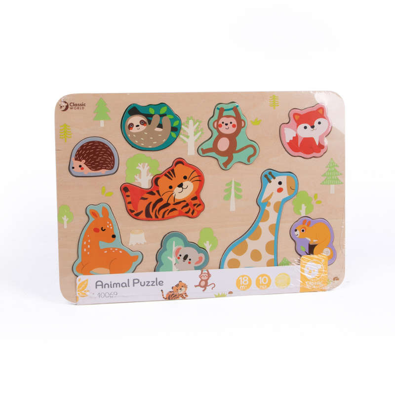Classic World - Wooden Puzzle - Animals - 10pcs