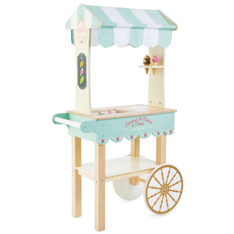 Le Toy Van - Pretend & Play - Wooden Ice Cream Trolley Market Stall - 5pcs
