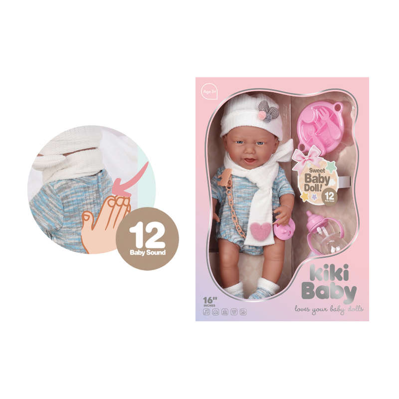 Baby Doll with 12 Sounds, Vinyl Body, Clothing & Accessories - 40cm