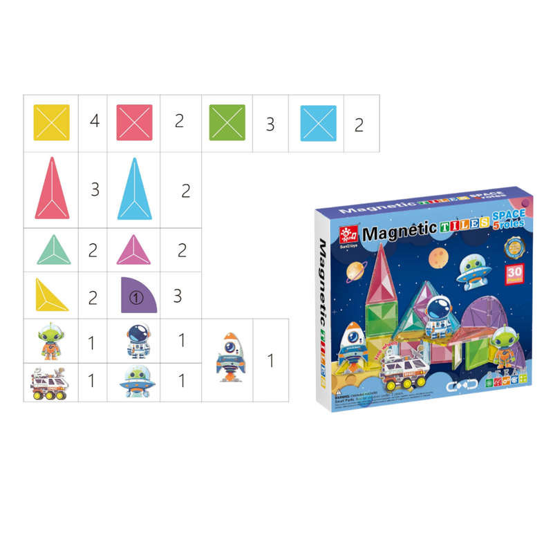 Magnetic Tiles - Space Adventure Set - 30 Pieces