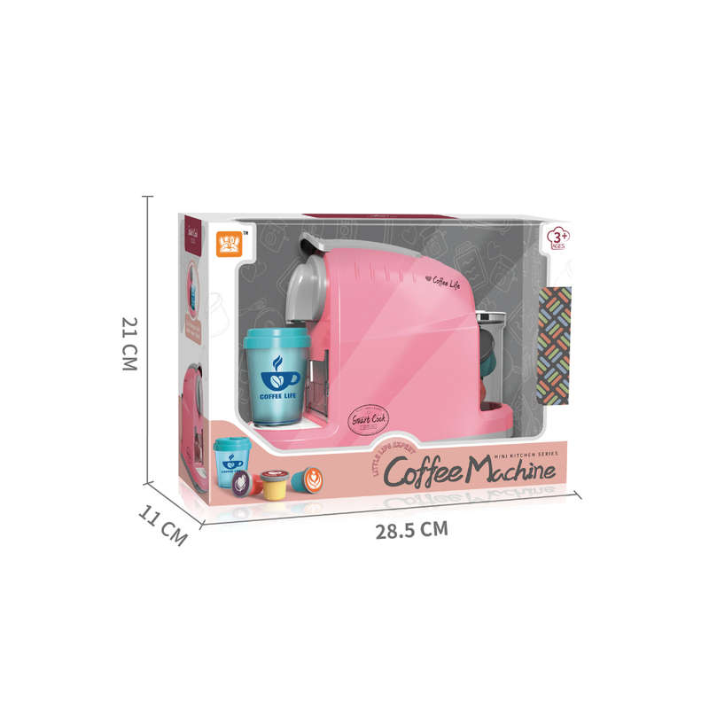 Pretend & Play Coffee Maker Set with Sounds & Colour Changing Cup - Pink