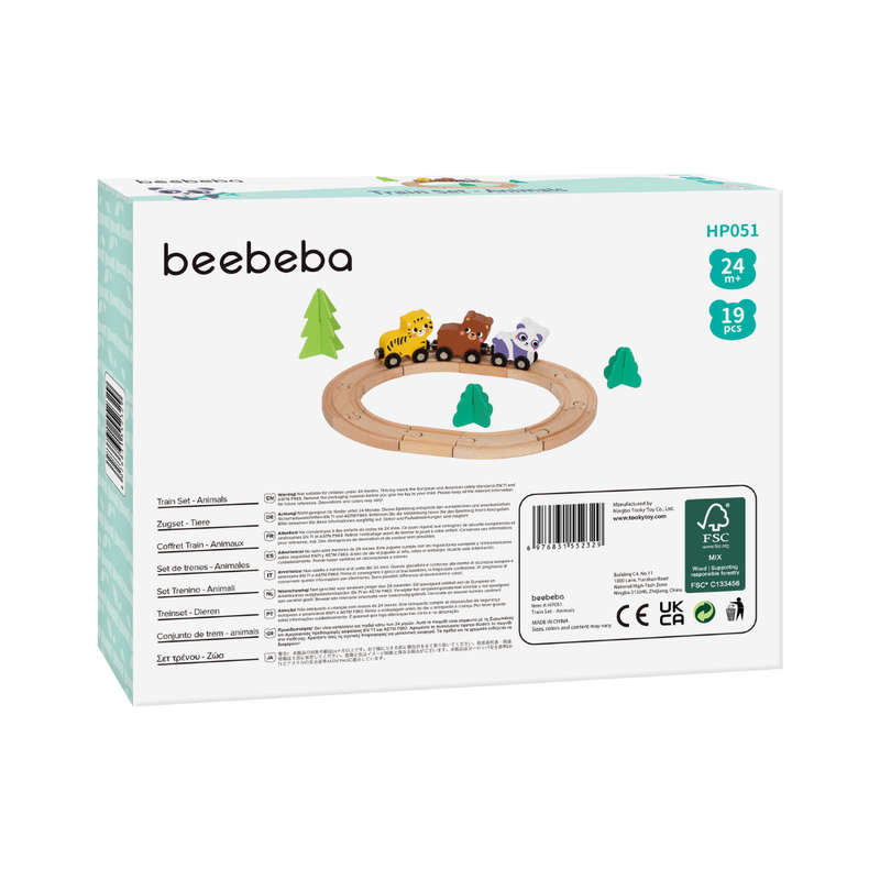 hi Pando - Wooden Animal Train Set - 19pcs