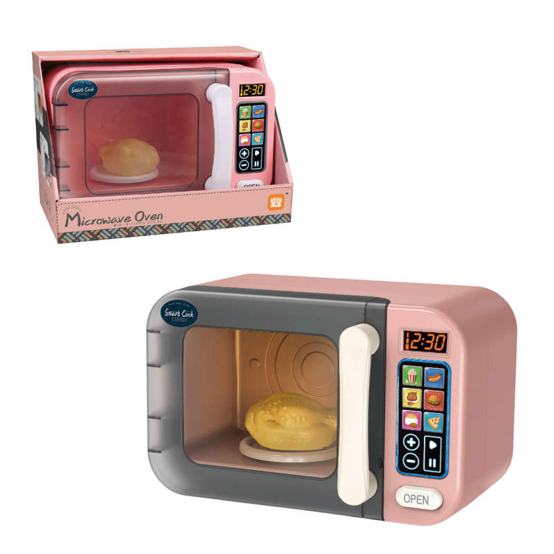 Pretend & Play Microwave with Lights, Sound & Colour Changing Food - Pink