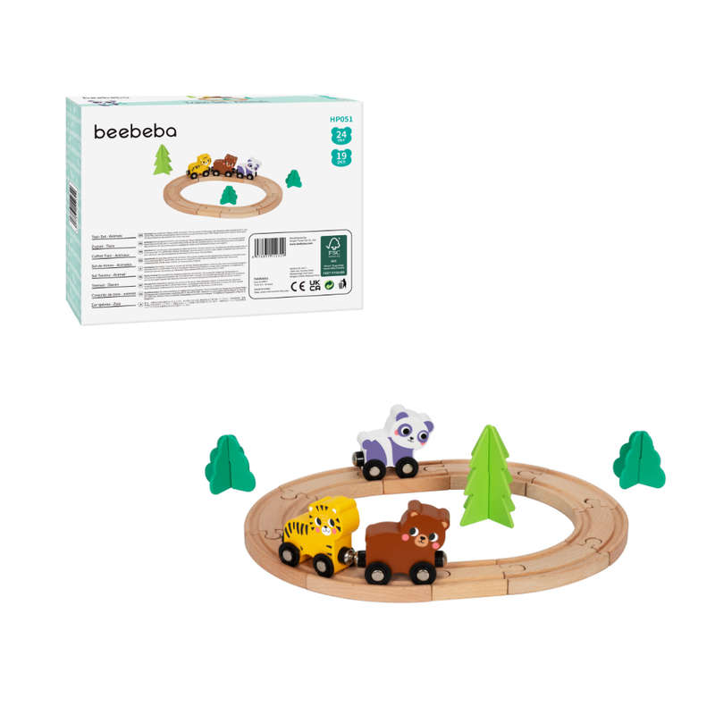 hi Pando - Wooden Animal Train Set - 19pcs