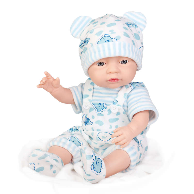 Baby Doll with Blue Clothing & Accessories - Vinyl Body - 40cm