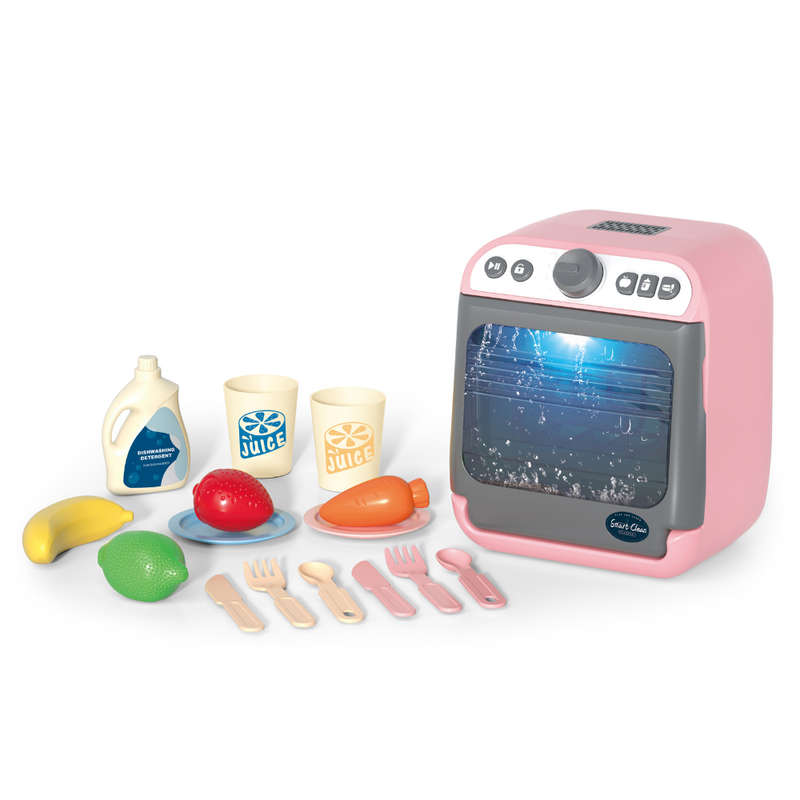 Pretend & Play Dishwasher Set with Sound, Lights & Accessories - Pink
