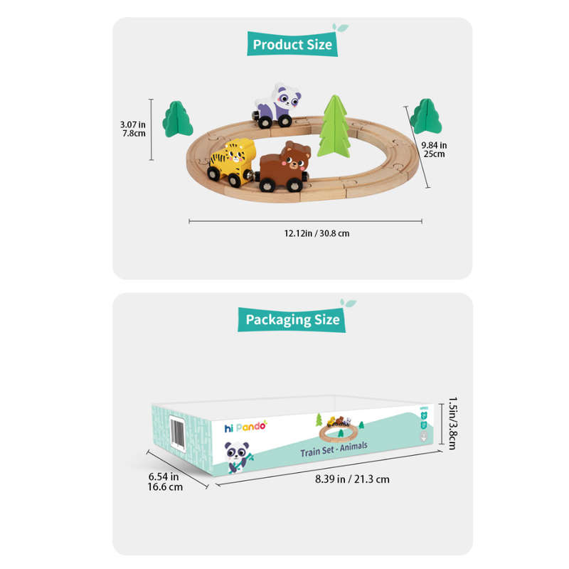 hi Pando - Wooden Animal Train Set - 19pcs