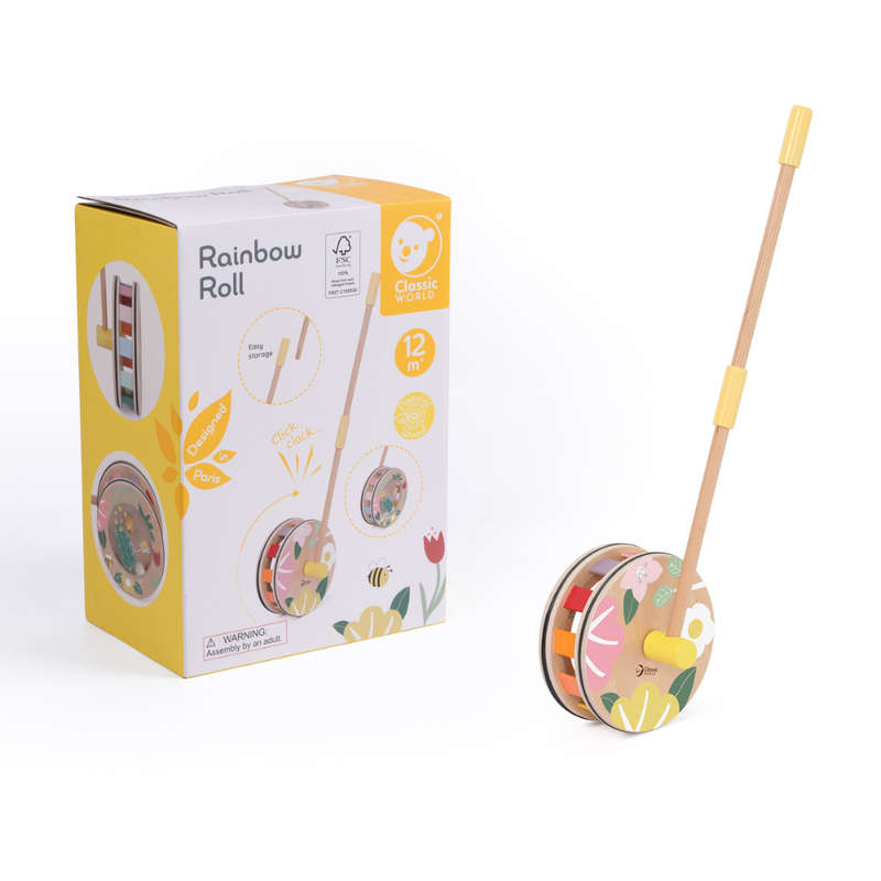 Classic World - Wooden Rainbow Roll - Pull & Push Toy