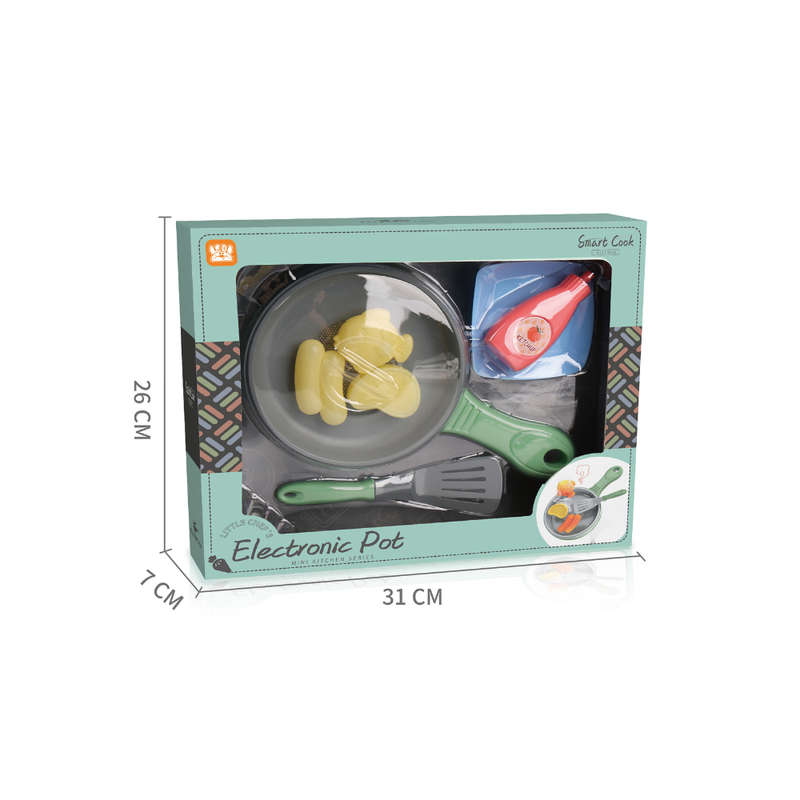 Pretend & Play Frying Pan Set with Lights, Sound & Colour Changing Food - Green