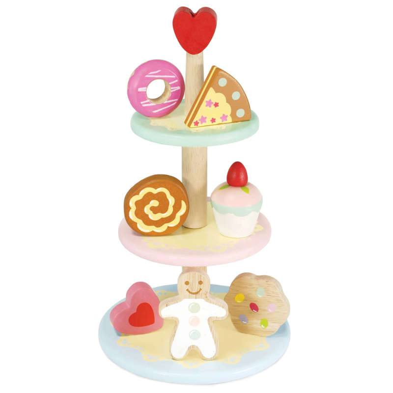 Le Toy Van - Pretend & Play - Wooden Three Tier Patisserie Cake Stand - 8pcs
