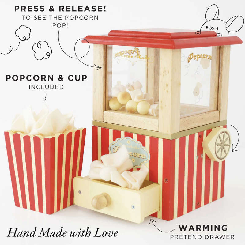 Le Toy Van - Pretend & Play - Vintage Wooden Popcorn Maker - 8pcs