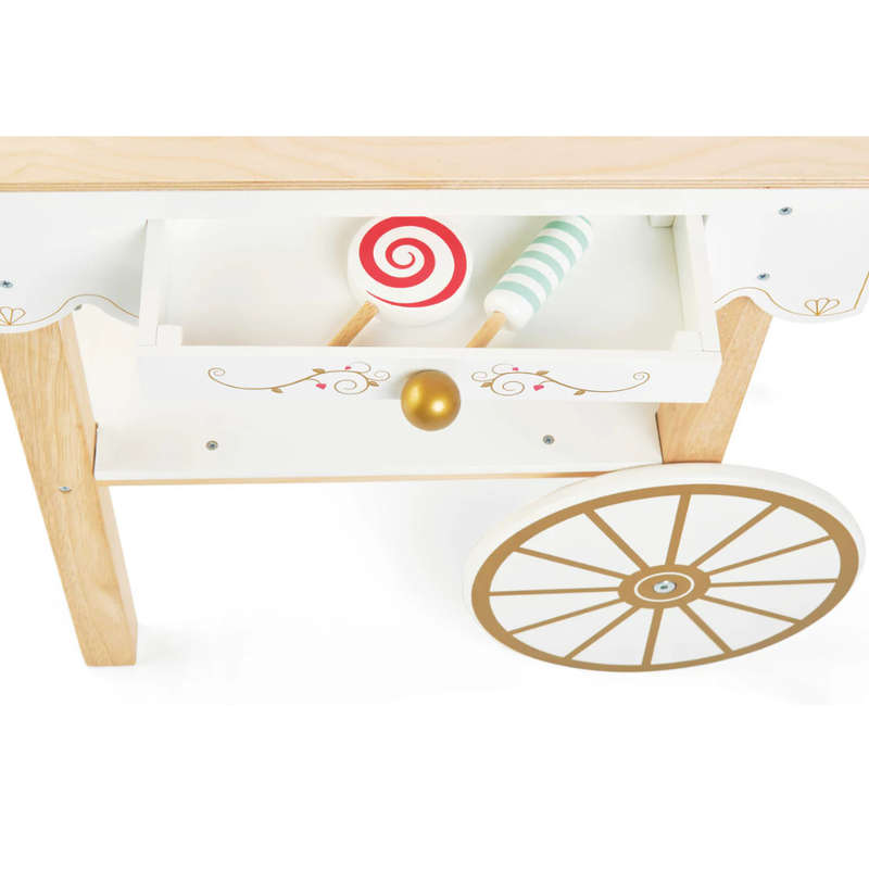Le Toy Van - Pretend & Play - Wooden Tea & Treats Trolley Market Stall - 4pcs
