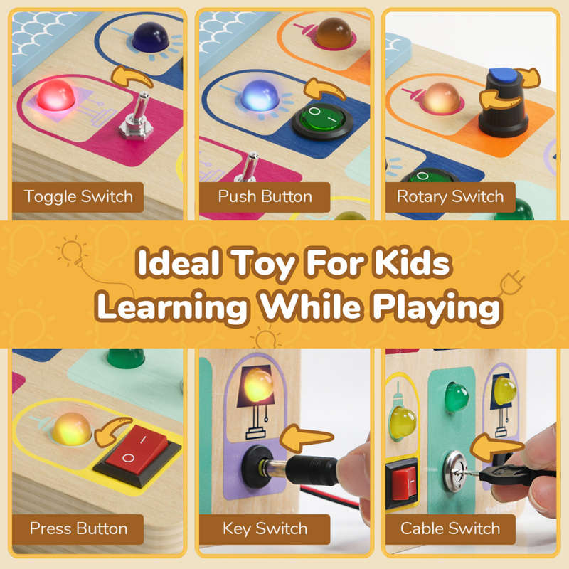 TopBright - Wooden Busy Board - Light Switches
