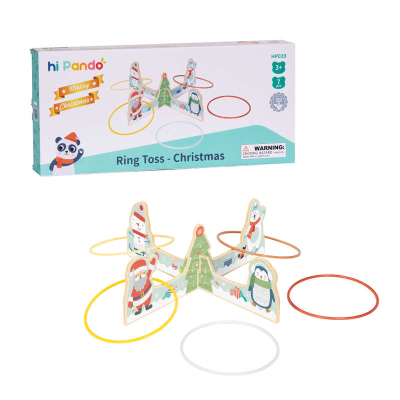 hi Pando - Wooden Ring Toss Game - Christma Themed - 7pcs