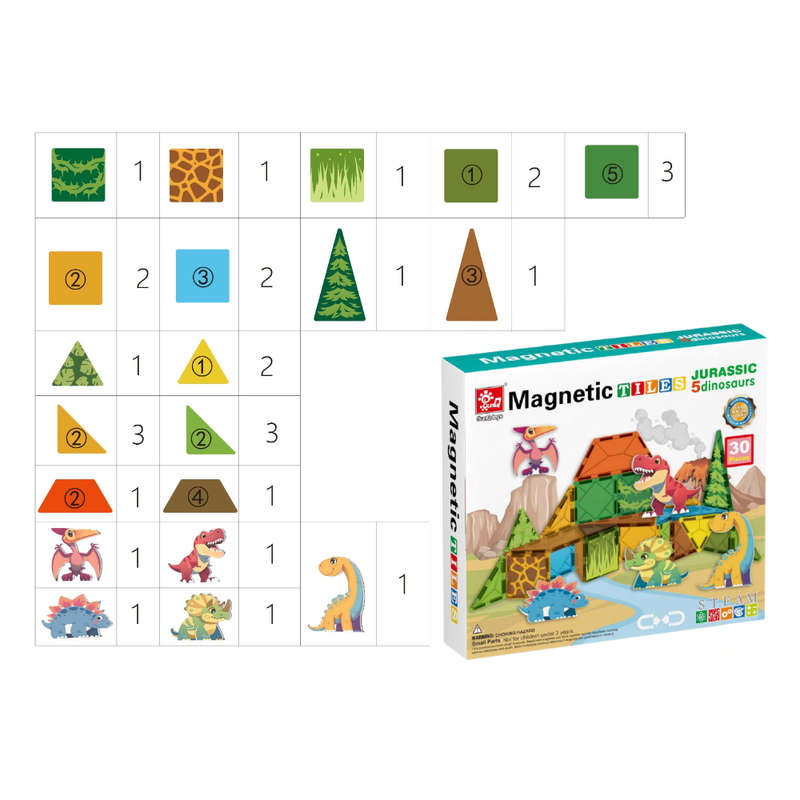 Magnetic Tiles - Dinosaur Set - 30 Pieces