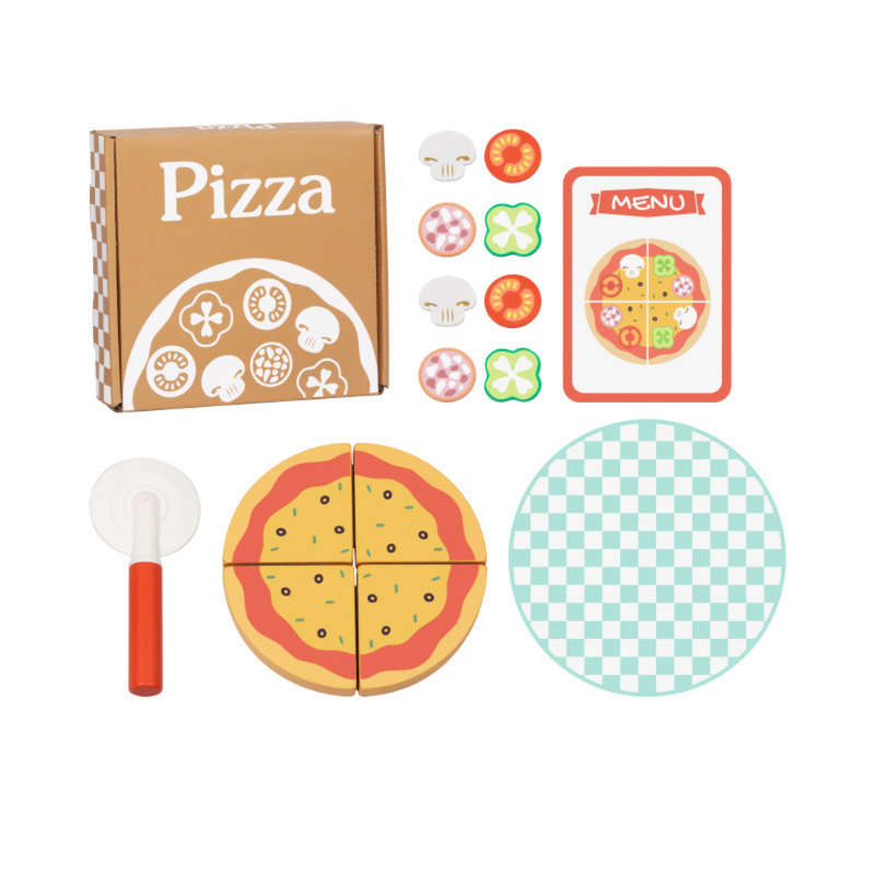 hi Pando - Pretend & Play - Wooden Pizza Making Set - 16pcs