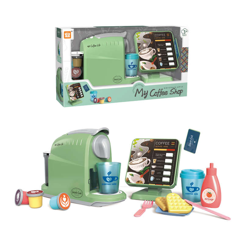 Pretend & Play Coffee Maker & Breakfast Set with Sounds & Colour Changing Cups - Green