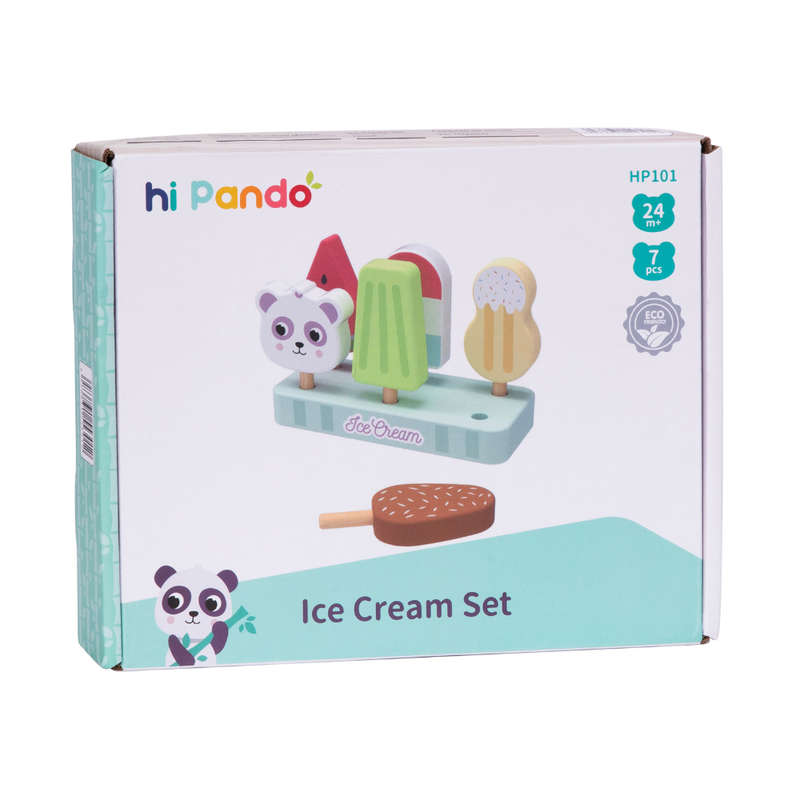 hi Pando - Pretend & Play Wooden Ice Cream Set - 7pcs