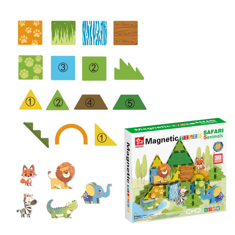 Magnetic Tiles - Wild Animal Set - 30 Pieces