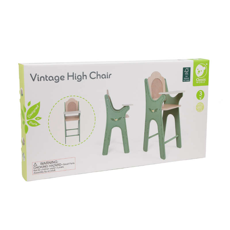 Classic World - Pretend & Play - Vintage Wooden Doll High Chair
