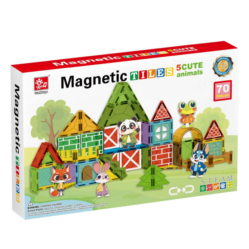 Magnetic Tiles - Cute Animals Set - 70 Pieces