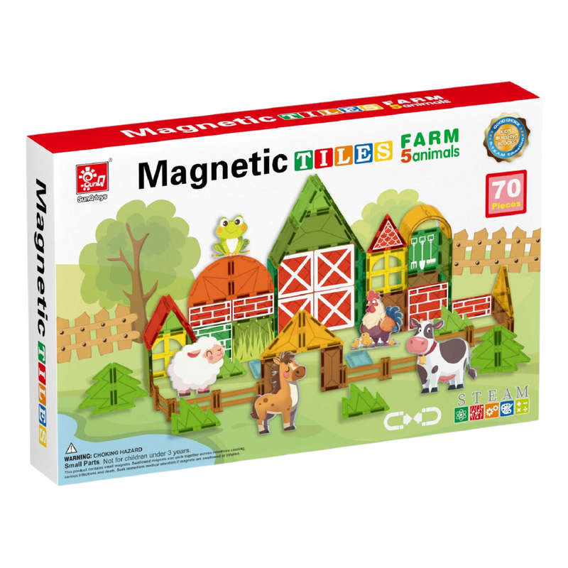Magnetic Tiles - Farm Animals Set - 70 Pieces