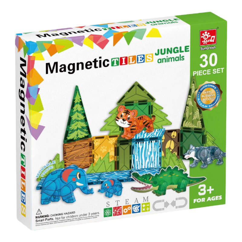 Magnetic Tiles - Jungle Animals Set - 30 Pieces