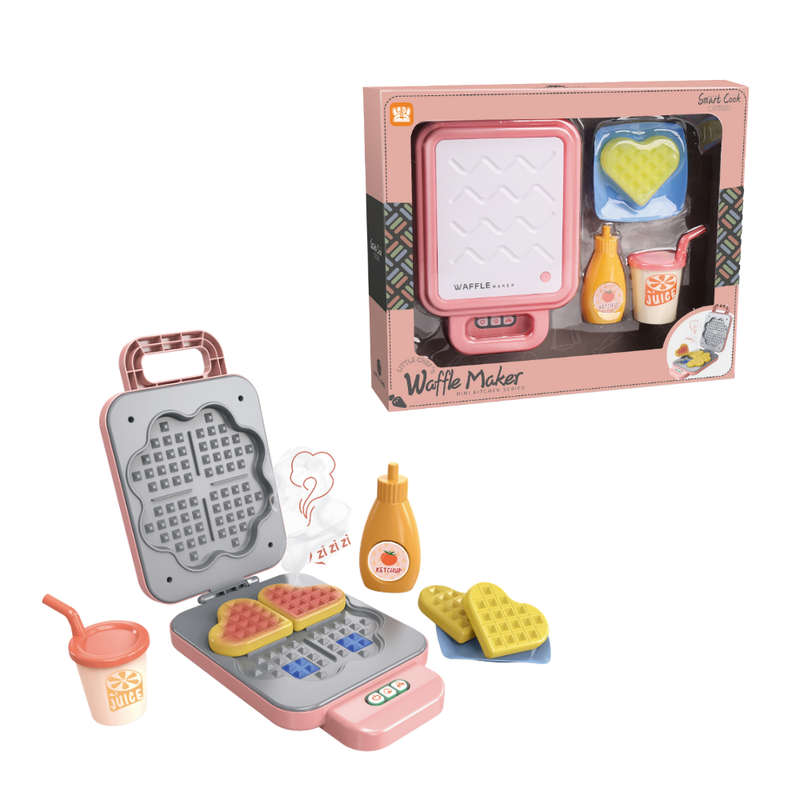 Pretend & Play Waffle Set with Lights, Sound & Colour Changing Food - Pink
