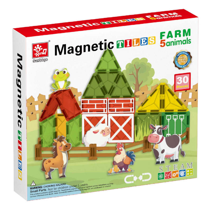 Magnetic Tiles - Farm Animals Set - 30 Pieces