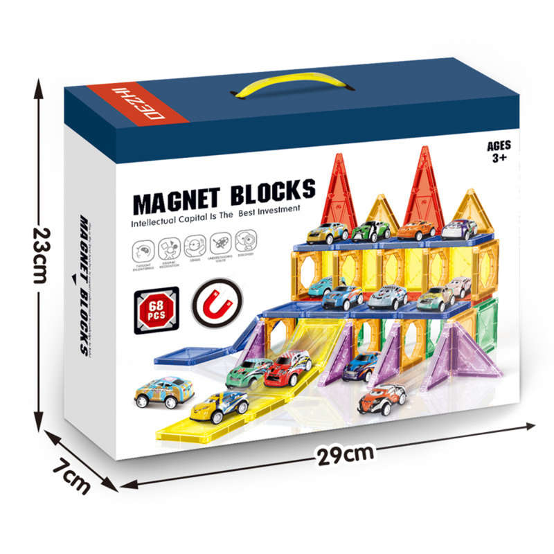 Cogo - Magnetic Tiles with Cars Set - 68 Pieces