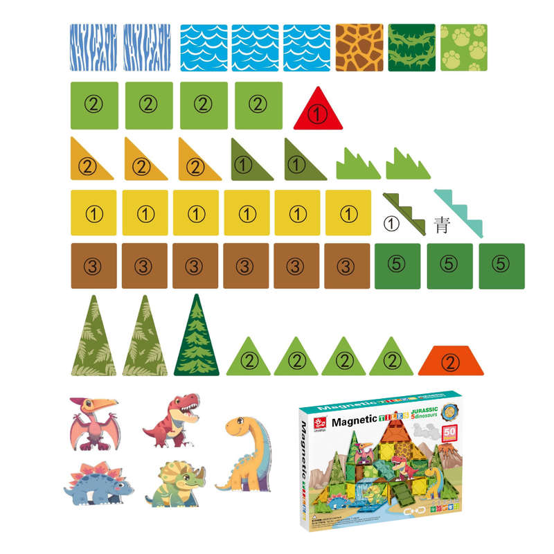 Magnetic Tiles - Dinosaur Set - 30 Pieces