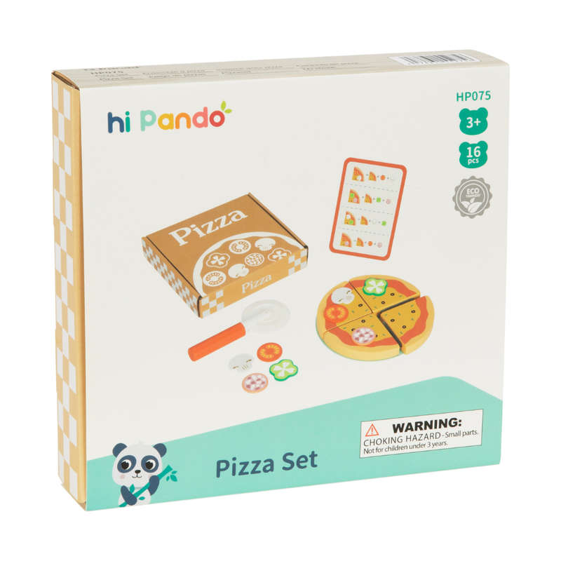 hi Pando - Pretend & Play - Wooden Pizza Making Set - 16pcs