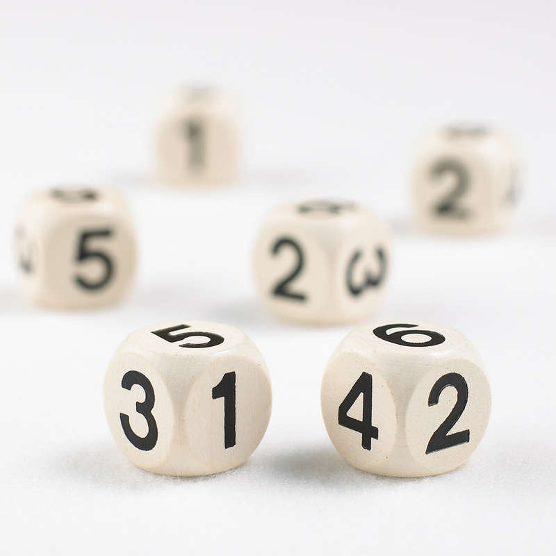 EDX Education - Dice - Wood Number 1-6 - 18mm - 12pcs Polybag