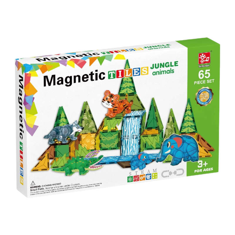 Magnetic Tiles - Jungle Animals Set - 65 Pieces